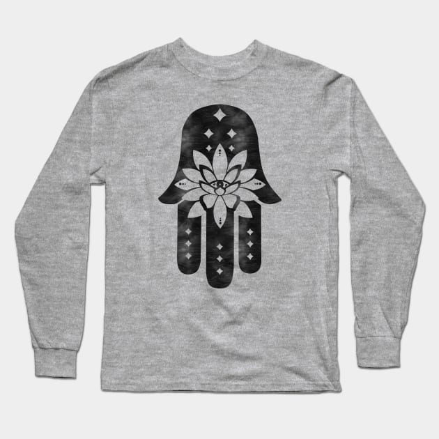 Starry Eyed - Hamsa Lotus Eye Long Sleeve T-Shirt by MellowGroove